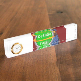 COOL! Desk Nameplate with Clock - Custom