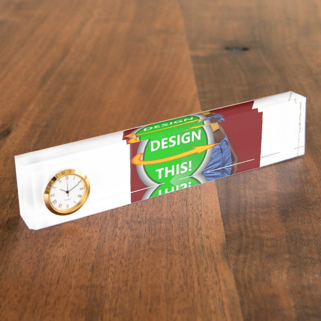 COOL! Desk Nameplate with Clock - Custom (Side)
