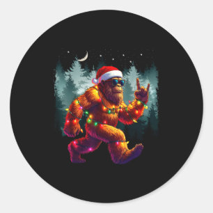 Cool Devil Horns Sasquatch Holiday Lights Christma Classic Round Sticker