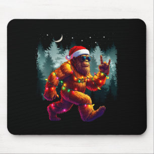 Cool Devil Horns Sasquatch Holiday Lights Christma Mouse Mat