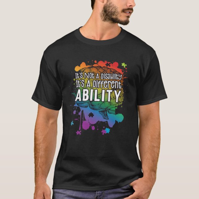Cool Different Ability Brain Autism Mental Health  T-Shirt (Front)