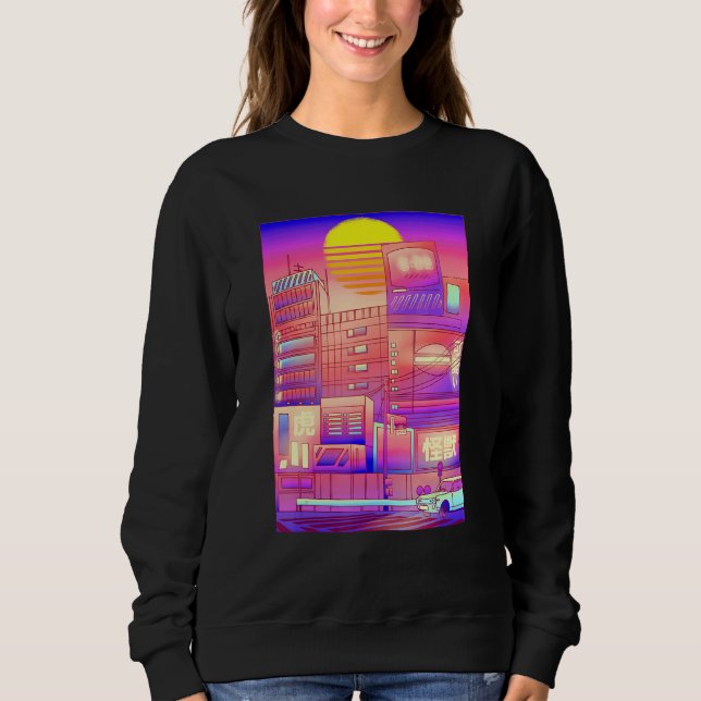 Cool Digital Cityscape Skyline Sweatshirt (Front)
