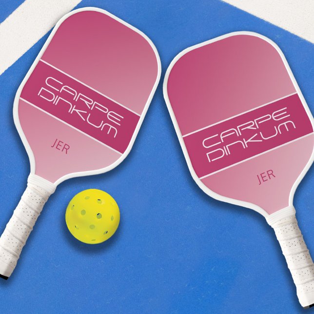 Cool Dink Pun Monogram Initials Girly Pink Modern Pickleball Paddle (Creator Uploaded)