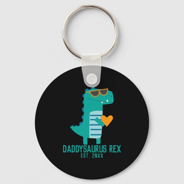 Cool Dino Daddysaurus Rex New Dad Fathers Day  Key Ring (Front)