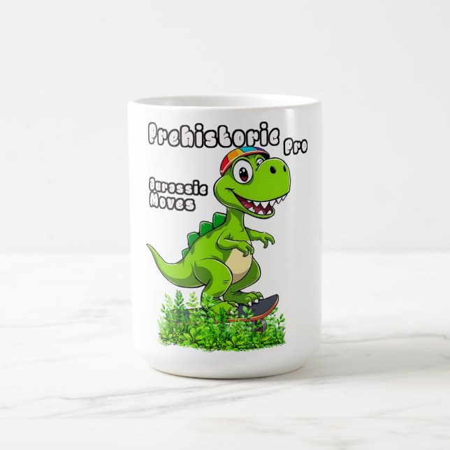 Cool Dino on a Skateboard Coffee Mug (Center)