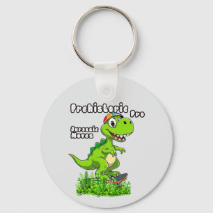 Cool Dino on a Skateboard Key Ring