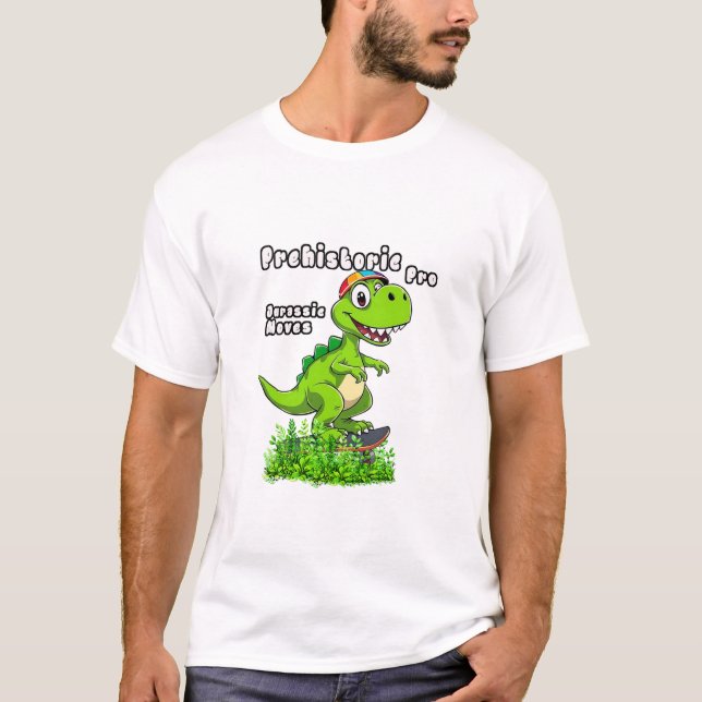 Cool Dino on a Skateboard T-Shirt (Front)