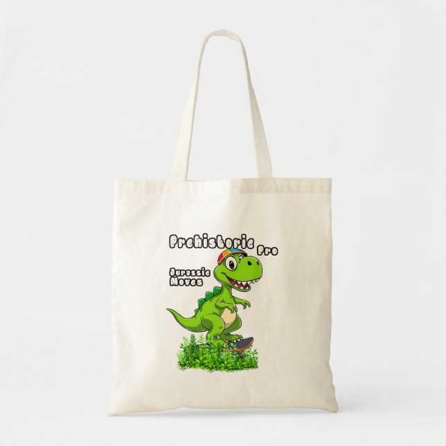 Cool Dino on a Skateboard Tote Bag (Front)