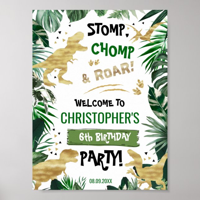 Cool Dinosaur birthday welcome T-Rex Welcome Poster (Front)