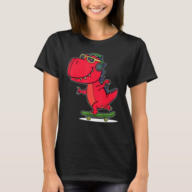 Cool  Dinosaur Headset Sun Glasses Relax Chill T-Shirt (Front)
