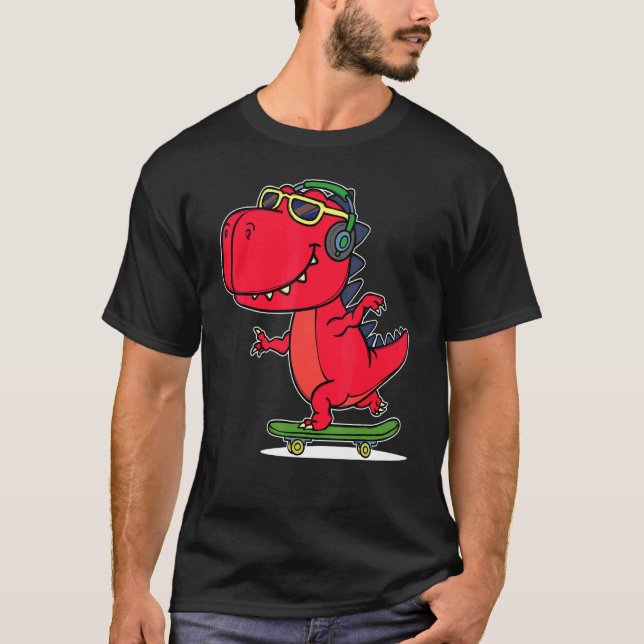 Cool  Dinosaur Headset Sun Glasses Relax Chill T-Shirt (Front)