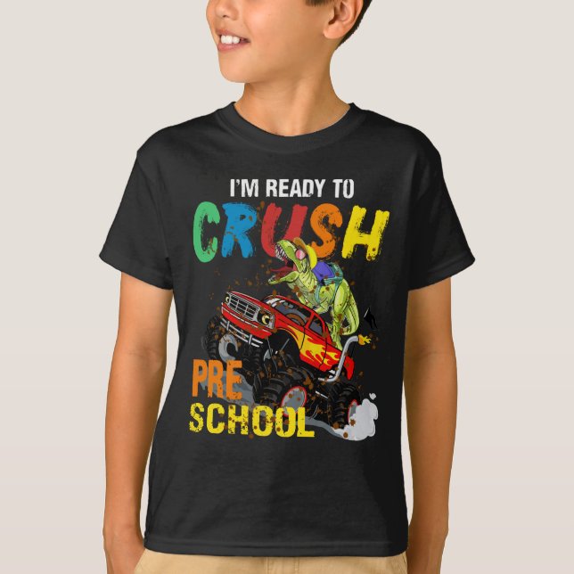 Cool Dinosaur I'm ready to crush Pre-school T-Shirt (Front)
