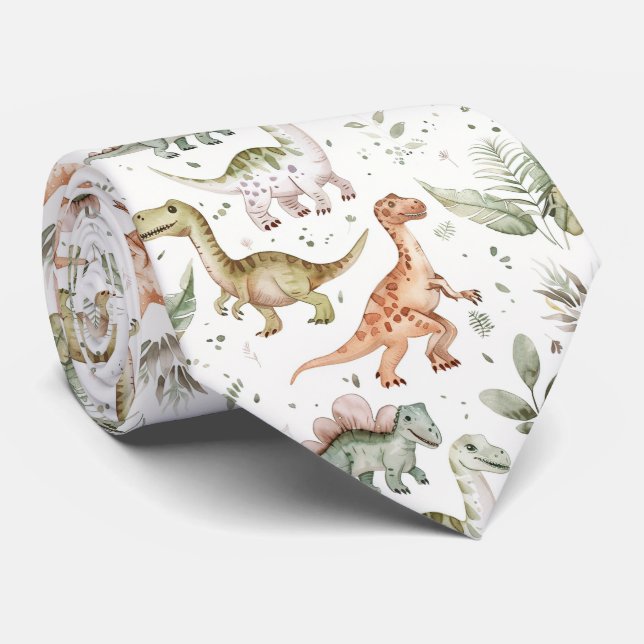 Cool dinosaur lovers tiled tie (Rolled)
