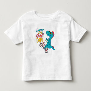 Cool Dinosaur on Bike; Great Day Toddler T-Shirt