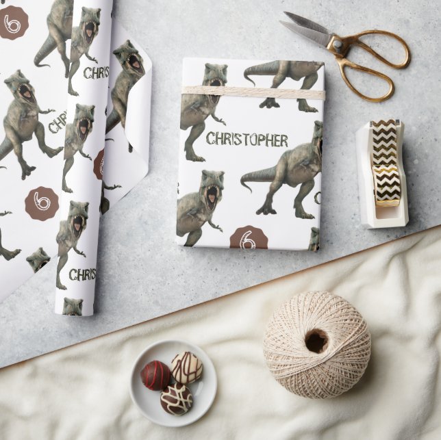 Cool Dinosaur Party Kids Birthday Trex Wrapping Paper (Crafts)