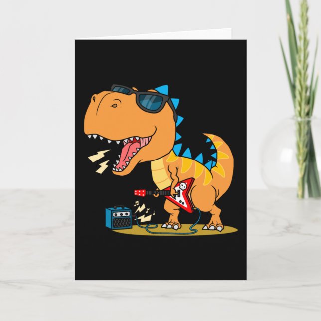 Cool dinosaur playing guitar card (Front)