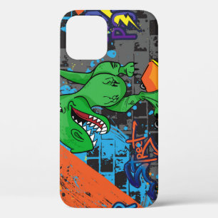 Cool Dinosaur Skateboard Seamless Pattern iPhone 12 Case