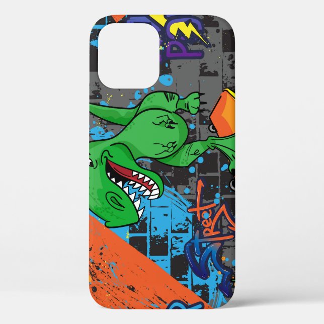 Cool Dinosaur Skateboard Seamless Pattern Case-Mate iPhone Case (Back)
