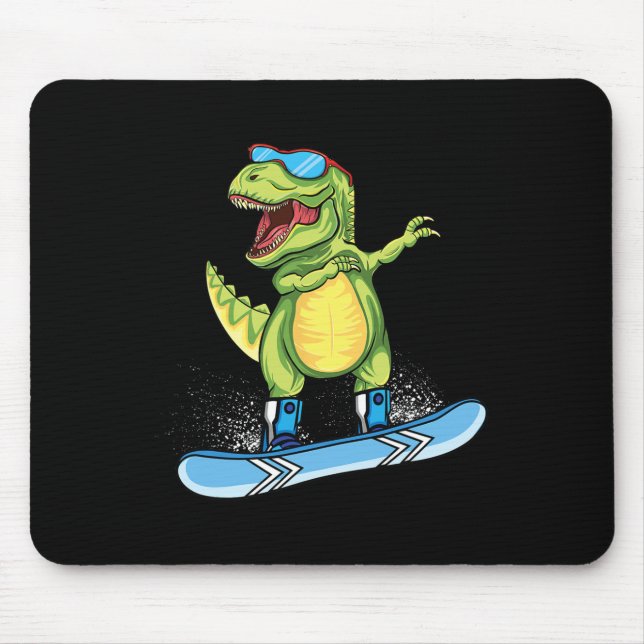 Cool Dinosaur Snowboarding Skiing Dabbing T Rex Sn Mouse Mat (Front)