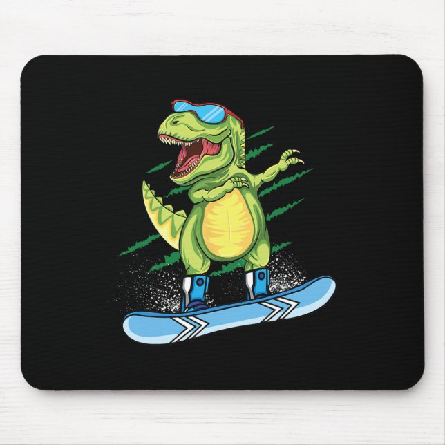 Cool Dinosaur Snowboarding Skiing Dabbing T Rex Sn Mouse Mat (Front)