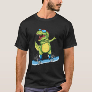 Cool Dinosaur Snowboarding Skiing Dabbing T Rex Sn T-Shirt