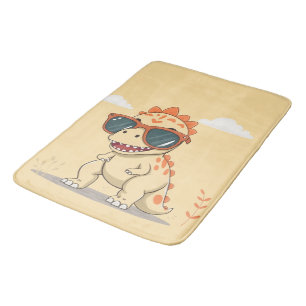 Cool Dinosaur with Sunglasses Funny Cute Kids' T-R Bath Mat