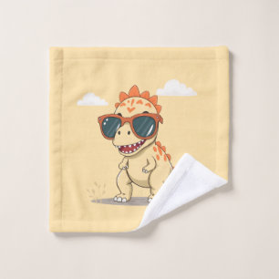 Cool Dinosaur with Sunglasses Funny Cute Kids' T-R Wash Cloth