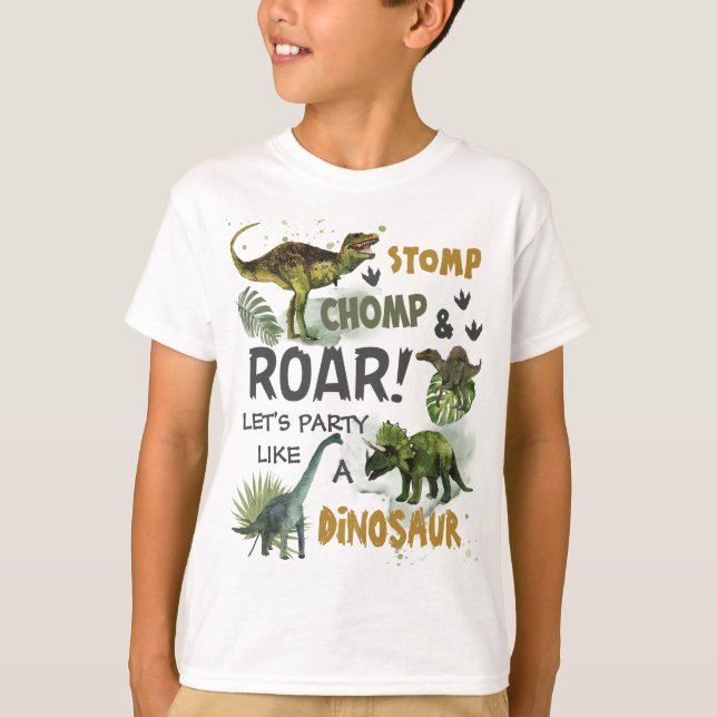 Cool Dinosaurs Jurassic Boy Birthday Outfit T-Shirt (Front)