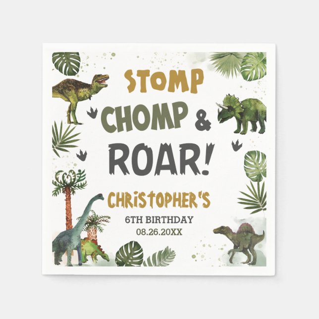 Cool Dinosaurs Jurassic Boy Birthday Party  Napkin (Front)