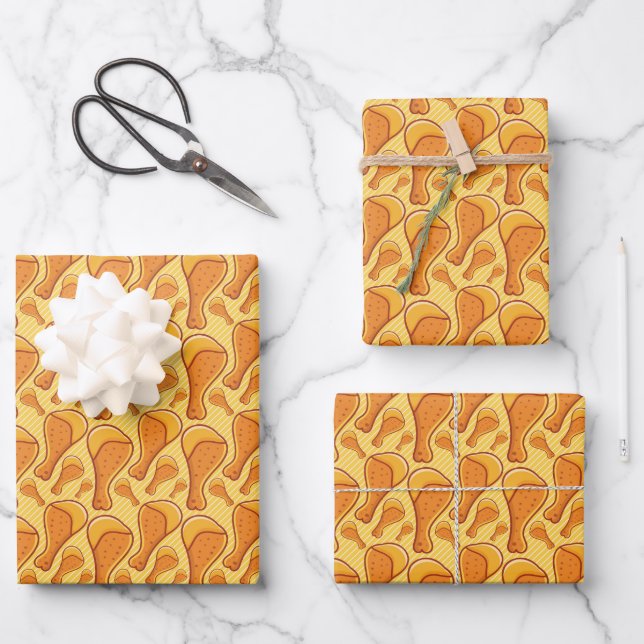 cool dipped chicken tiled fast food pattern wrapping paper sheet (Front)