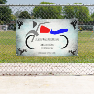 Cool Dirt Bike Masculine 16th Birthday  Banner