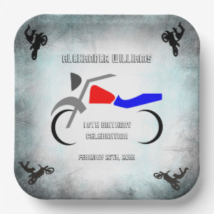 Cool Dirt Bike Masculine 16th Birthday Paper Plate