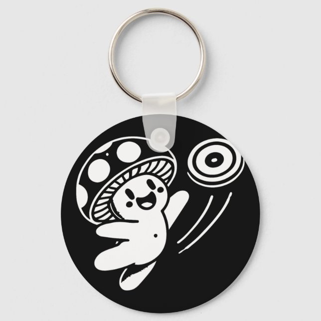 Cool Disc Golf Design, Cute Mushroom Funny Disc Go Key Ring (Front)
