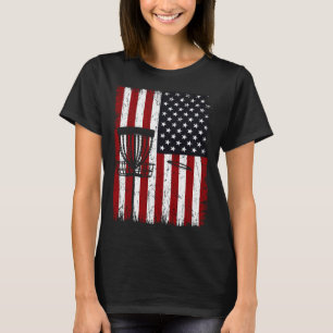 Cool Disc Golf Player Distressed USA American Flag T-Shirt