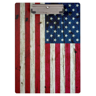 Cool Distressed American Flag Wood Rustic Clipboard