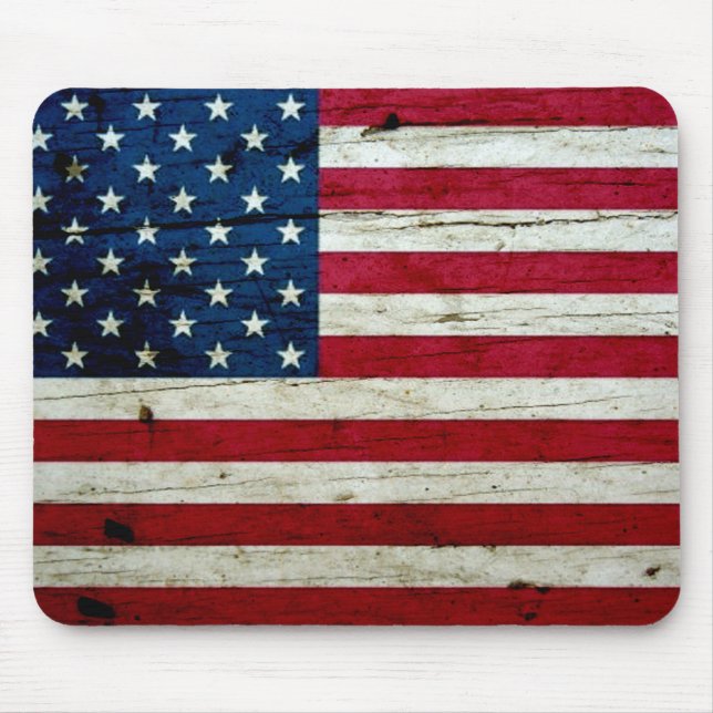Cool Distressed American Flag Wood Rustic Mouse Mat (Front)