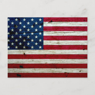 Cool Distressed American Flag Wood Rustic Postcard