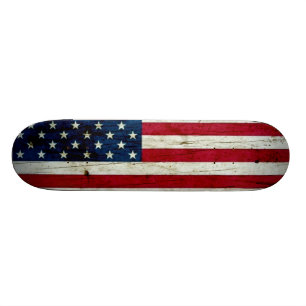 Cool Distressed American Flag Wood Skateboard