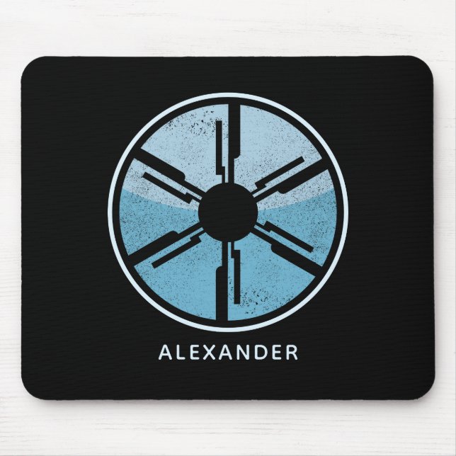 Cool Distressed Cosmic Space Blue Ombre SciFi Desk Mouse Mat (Front)