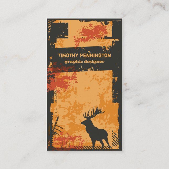 Cool distressed grunge moose custom business card (Front)