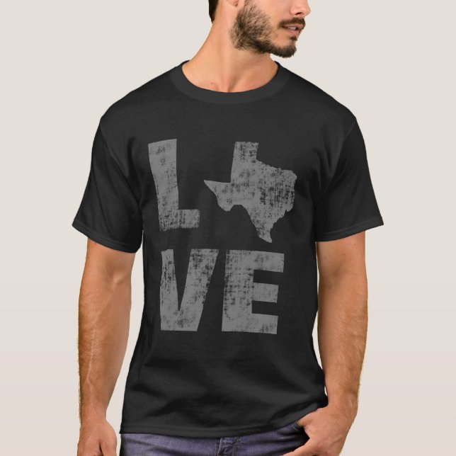 Cool Distressed Love Texas T-Shirt (Front)