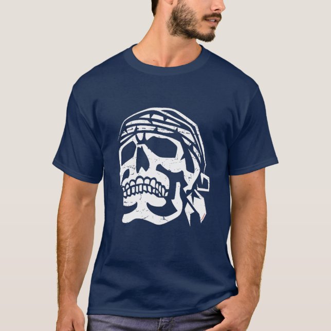 Cool Distressed Pirate Skull T-Shirt (Front)