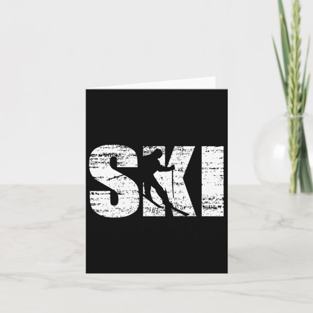 Cool Distressed Skiing For Skiers  Card (Front)