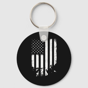 Cool Distressed Vintage Usa Flag Turkey Hunting  Key Ring