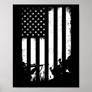 Cool Distressed Vintage Usa Flag Turkey Hunting Poster