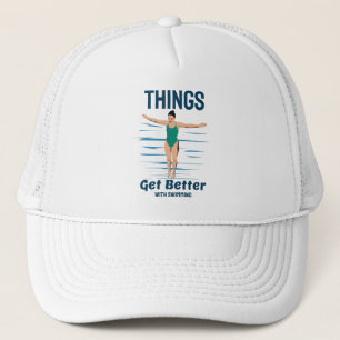 Cool Diving - Things Get Better With Swimming Trucker Hat
