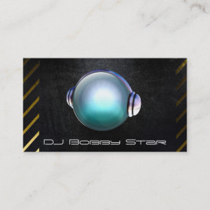 Cool dj black steel business card with 3D DJ logo.