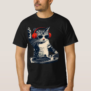 Cool DJ Cat , Funny Cat With Headphones , Stylish  T-Shirt