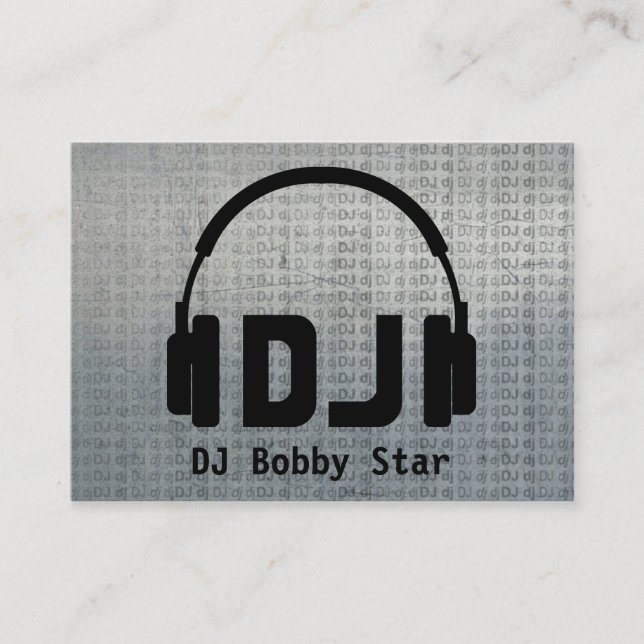 Cool dj headphone logo metalic business card (Front)