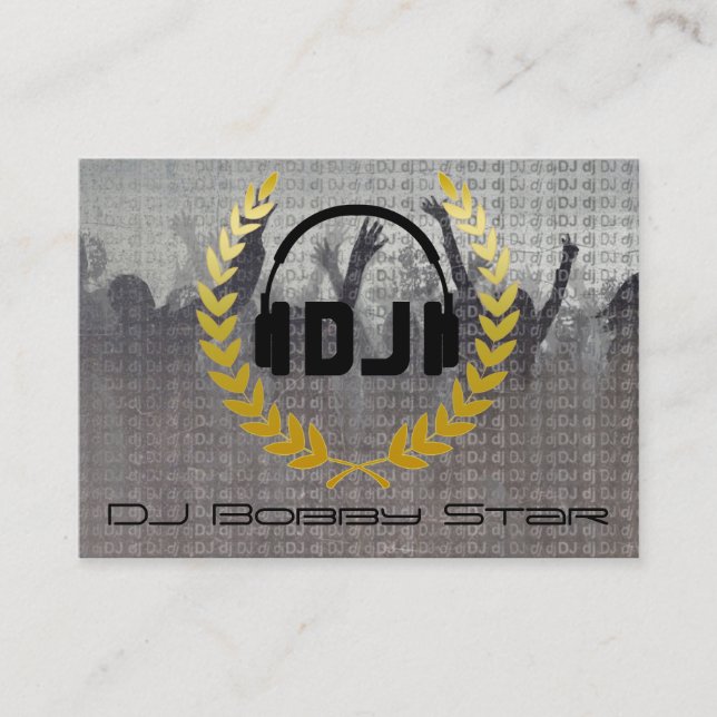 Cool dj metalic business card with logo. (Front)